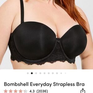 Torrid Bombshell Everyday Strapless Bra Black 42H NWT